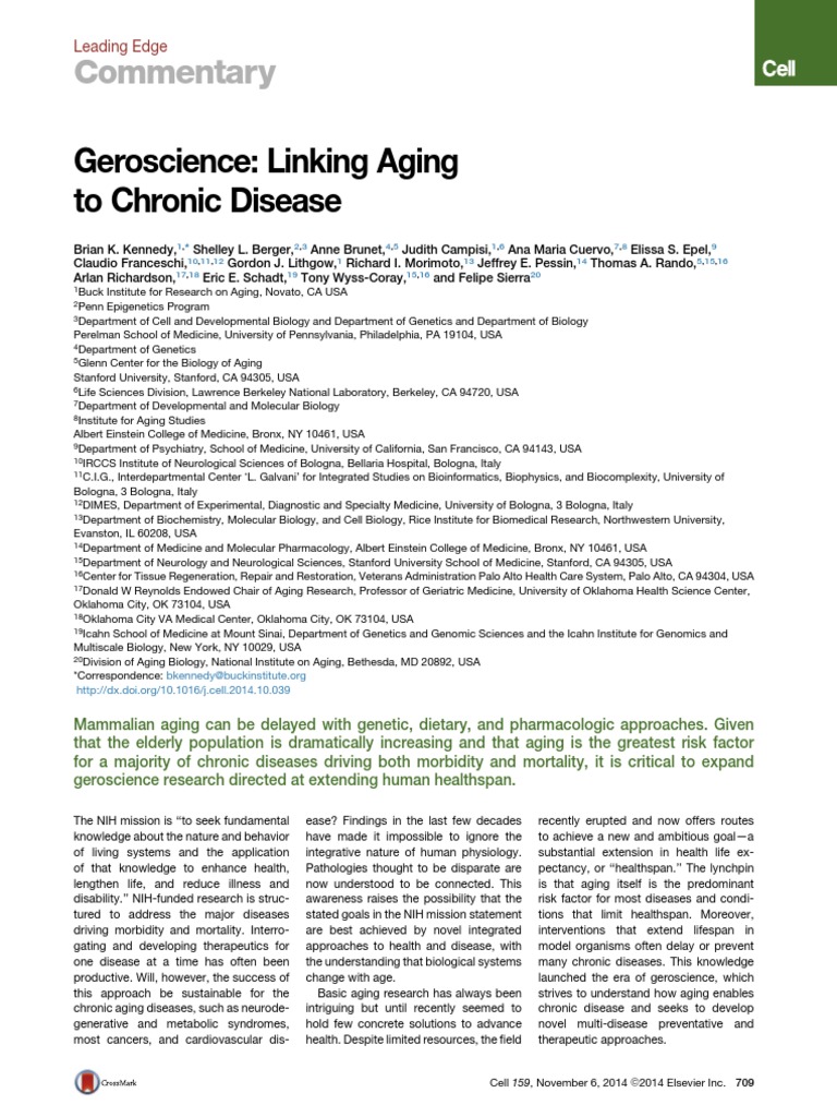 Geroscience: Aging and Chronic Disease | PDF | Senescence | Ageing