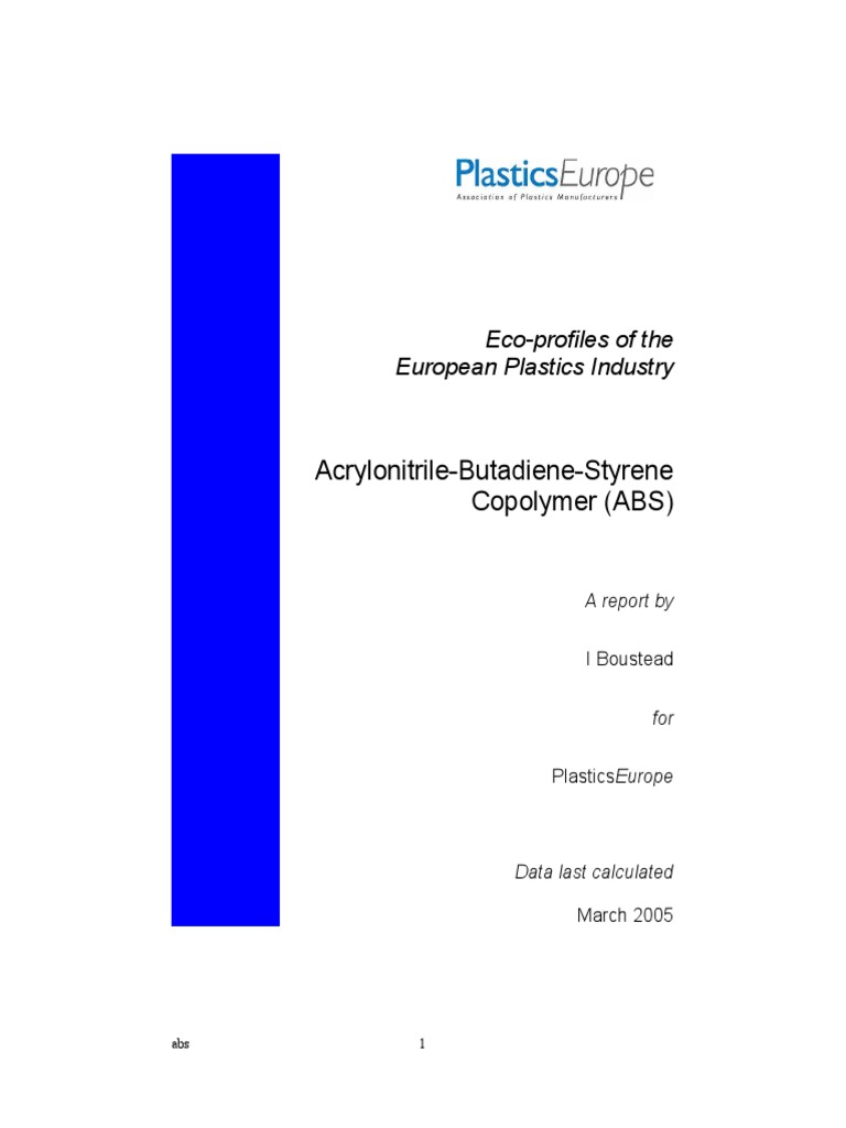 AcrylonitrileButadieneStyrene Copolymer (ABS) EcoProfiles of The