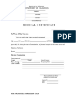 Medical Certificate: Department of Education