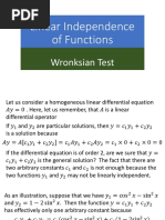 Linear Independence of Functions: Wronksian Test