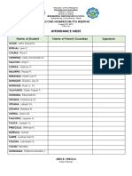 Attendance Sheet: Second Homeroom Pta Meeting