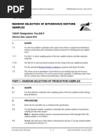 Random Selection of Bituminous Mixture Samples: Test Procedure For