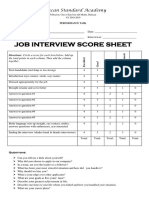 Job Interview Score Sheet