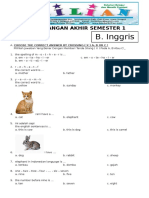 Soal UAS Bahasa Inggris Kelas 1 SD Semester 1 (Ganjil) Dan Kunci Jawaban PDF