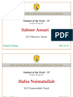 Student of The Week - IV: S/O Manzoor Ansari