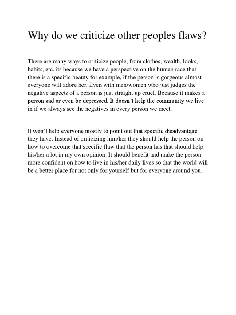 Understanding Criticism of Others' Flaws | PDF | Self-Improvement ...