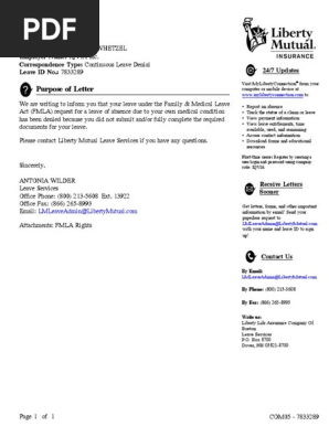Com05 7833289 596629 PDF | PDF | Family And Medical Leave Act Of 1993 |  Employment