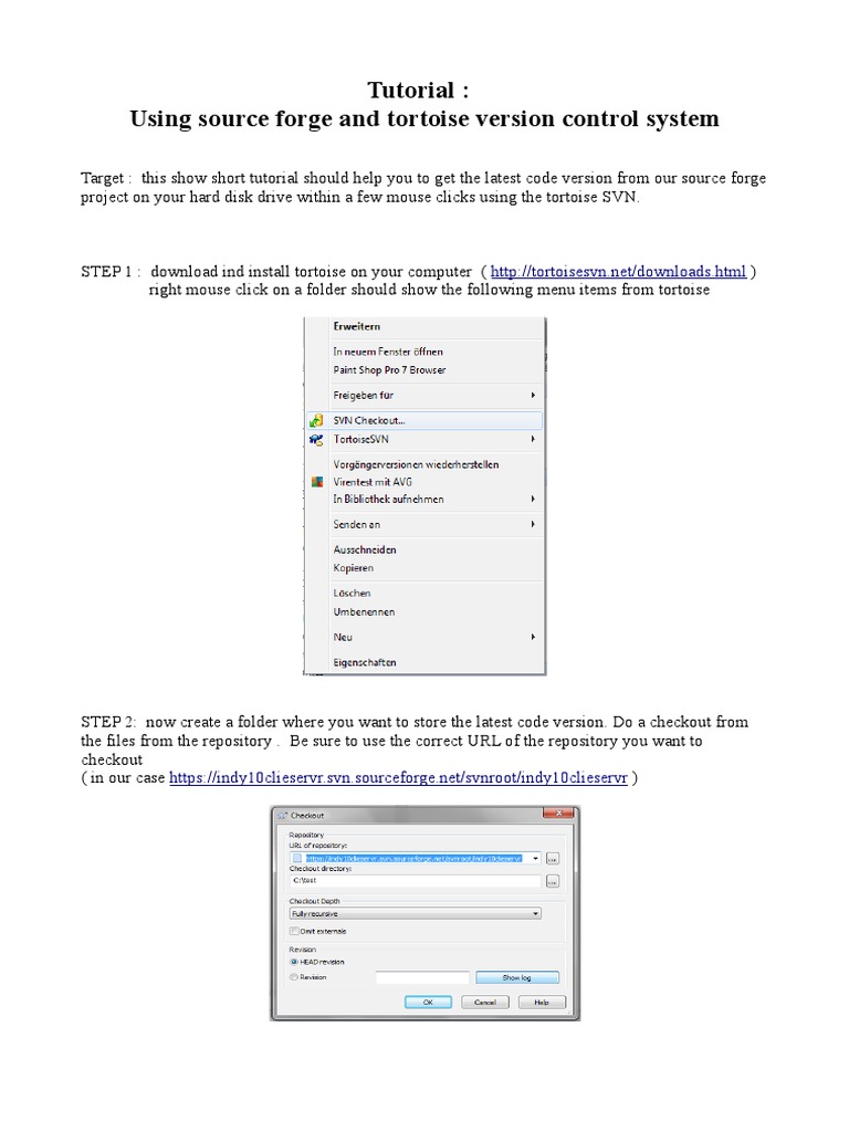 Tutorial: Using Source Forge and Tortoise Version Control System ...