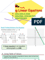 Graphing Linear Equations: Using Table of Values Using Slope - Intercept Form Using Intercepts