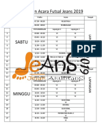 Schedule of Futsal Jeans Tournament 2019