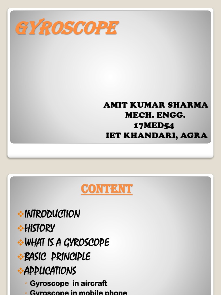 Gyroscope Amit Kumar Sharma Mech. Engg. 17MED54 Iet Khandari, Agra