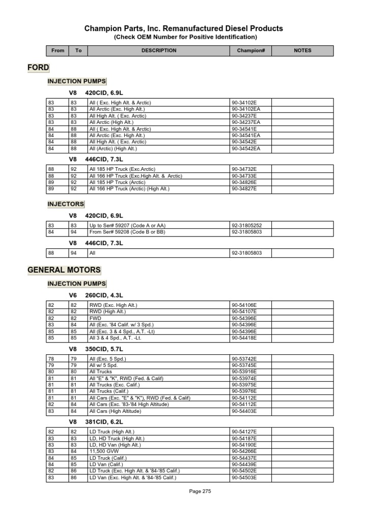 Diesel Injection Pump Catalog | PDF | Fuel Injection | Wheeled Vehicles