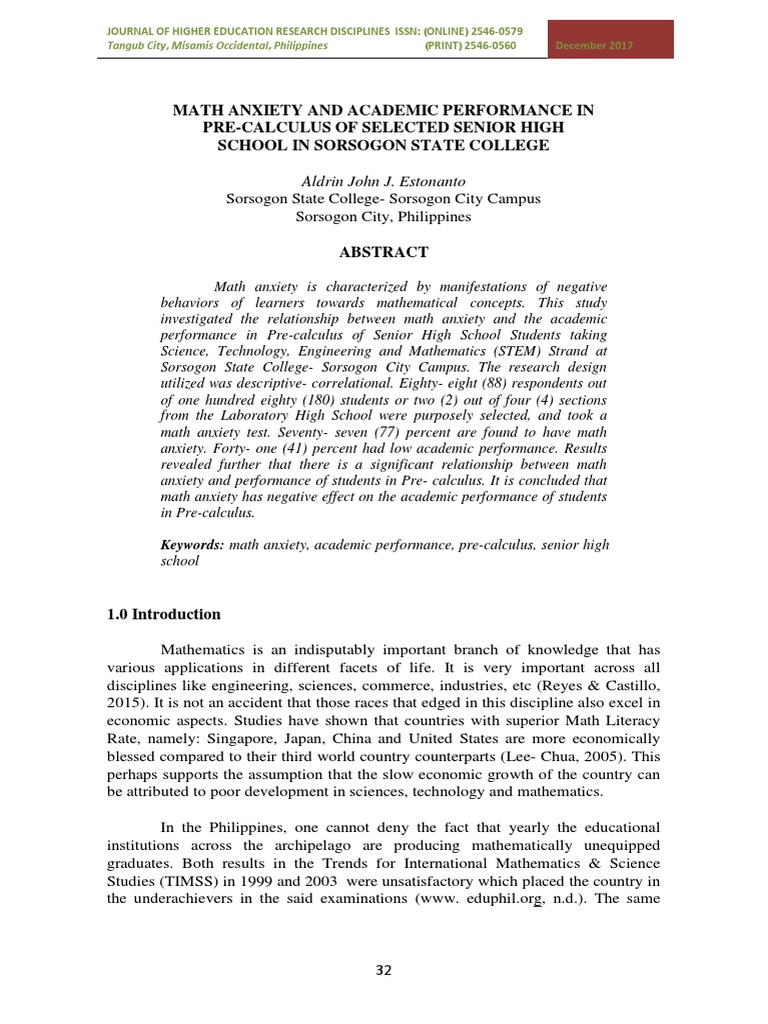 Math Anxiety - Bicol | Download Free PDF | Teaching Mathematics | Anxiety