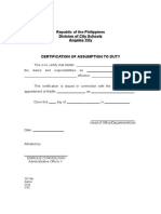 Certification of Assumption To Duty PDF