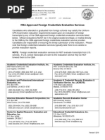 CBA-Approved Foreign Credentials Evaluation Services: Revised 1/2019