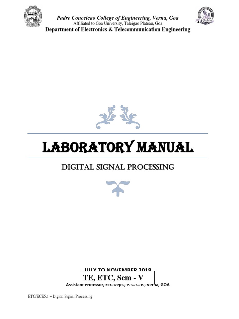 Digital Signal Processing Laboratory Manual Introduction and