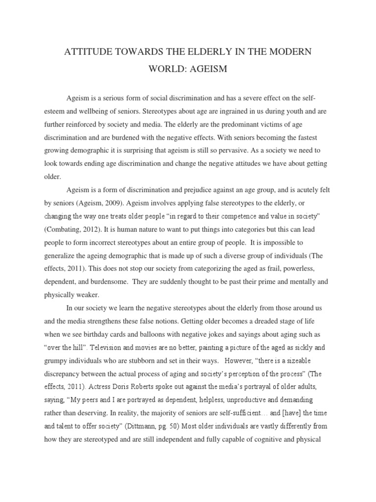 Attitude Towards The Elderly in The Modern World | PDF | Ageism | Old Age