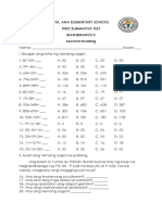 Sta. Ana Elementary School First Summative Test Mathematics 2 Second Grading