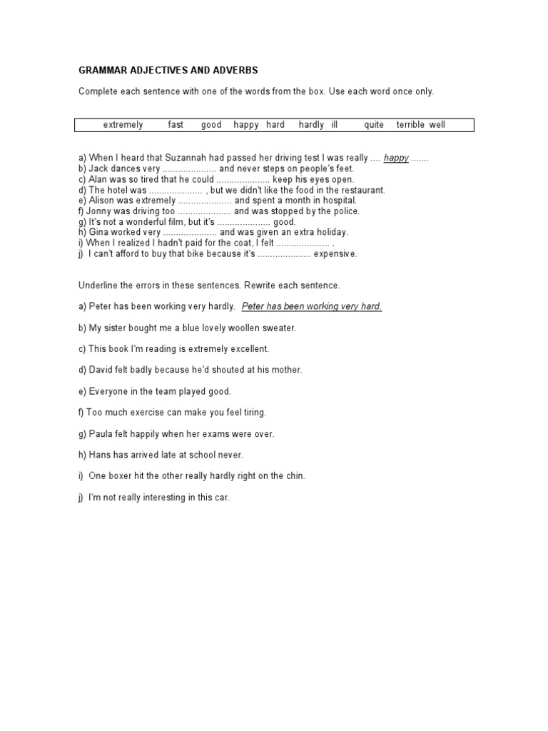 Adjectives and Adverbs | PDF