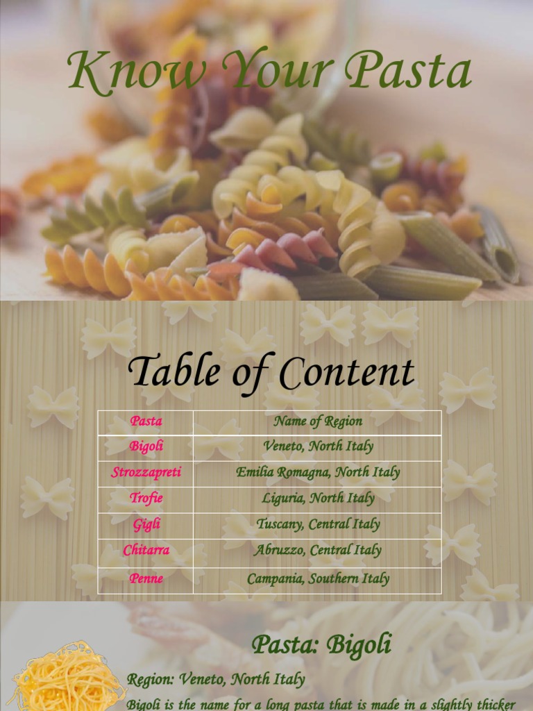 Homemade Pasta Varieties Explained | PDF | Pasta | Food And Drink