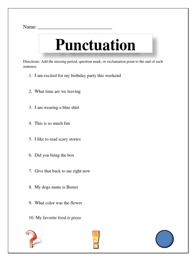 Punctuation Worksheet | PDF