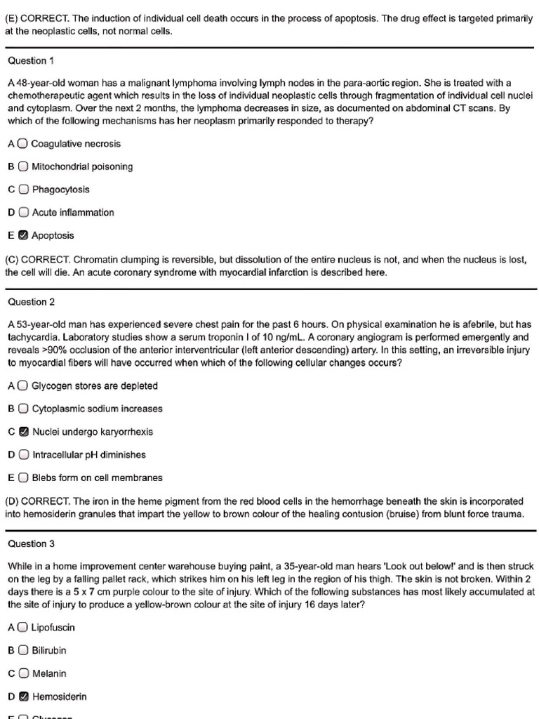 Cellular Injury MCQ Webpath | PDF