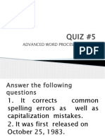 Quiz 5 - Advanced Word Processing Skills