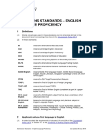 Admissions Standards English Language Proficiency