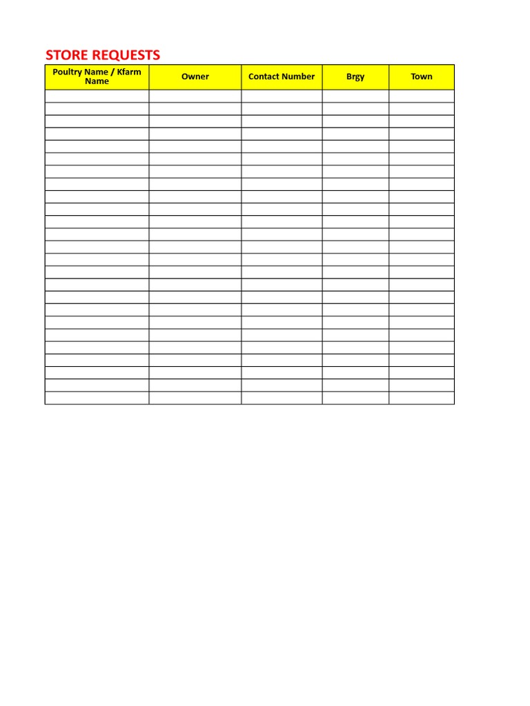 Store Request Form for Poultry Supplies | PDF