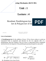 Unit: 1: Resultant: Parallelogram Law, Triangle Law & Polygon Law of Forces