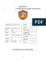 Assignment 1 Co-Ordination Compounds and Their Applications: Submitted To Rubrics Marks