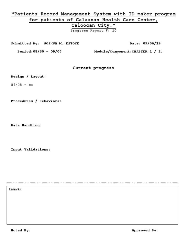 Calaanan Health Center Progress Report | PDF | Business | Computers