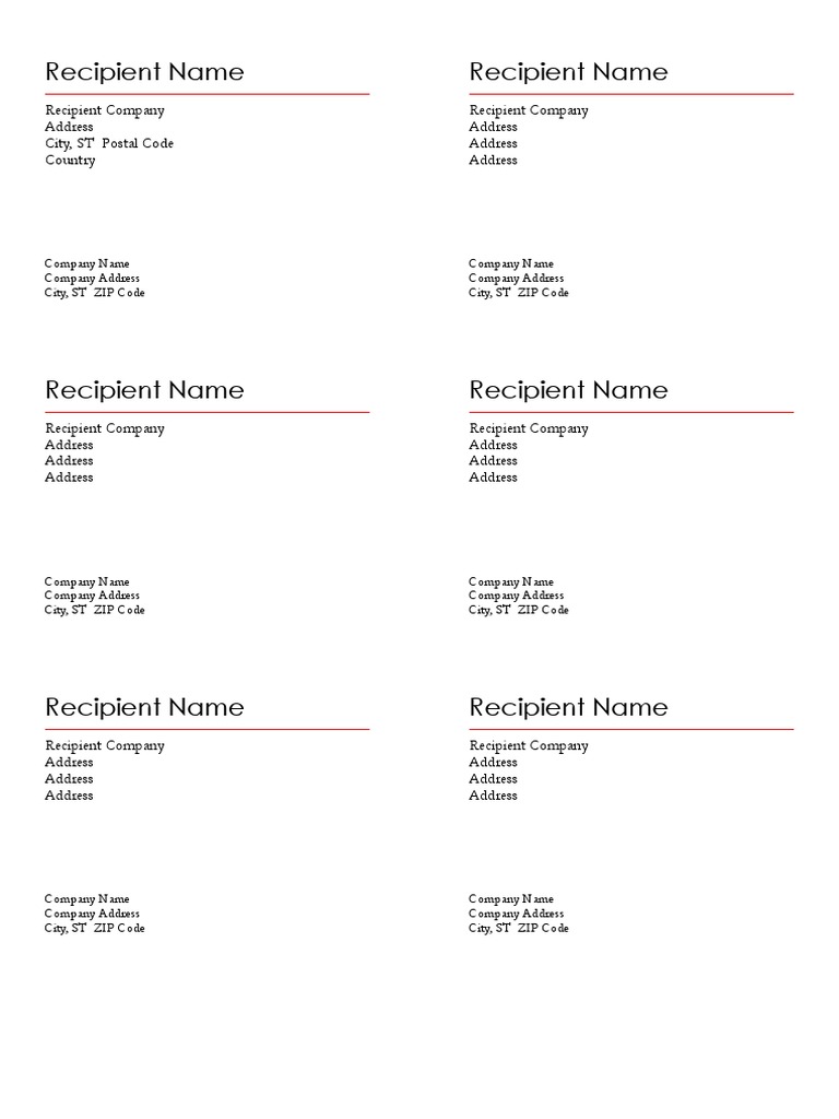 Address Format Template Document | PDF | Law