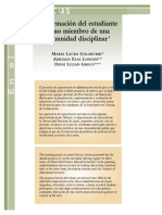 La Formación Del Estudiante Como Miembro de Una Comunidad Disciplinar