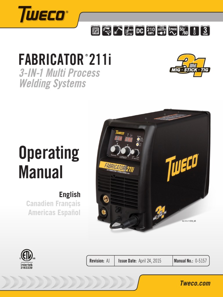Tweco Fabricator 211i Manual PDF Welding Construction