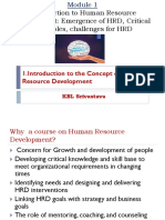 Introduction To Human Resource Development: Emergence of HRD, Critical HRD Roles, Challenges For HRD