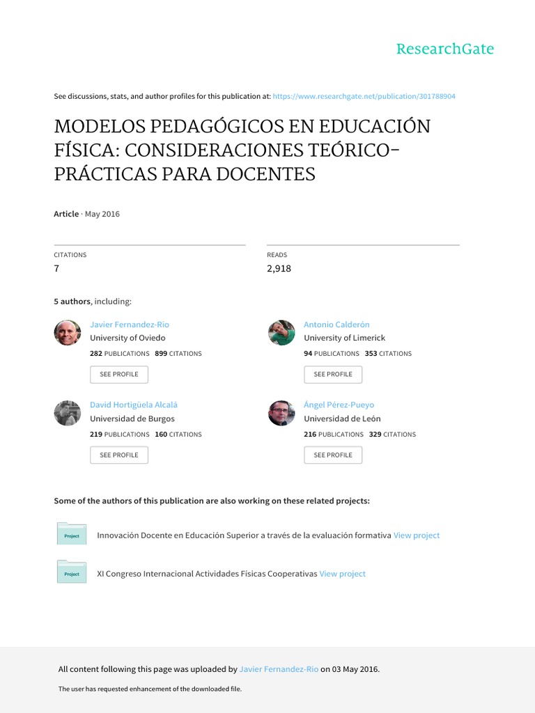 Modelos Pedagógicos en Educación Física | PDF | Deportes | Plan de estudios