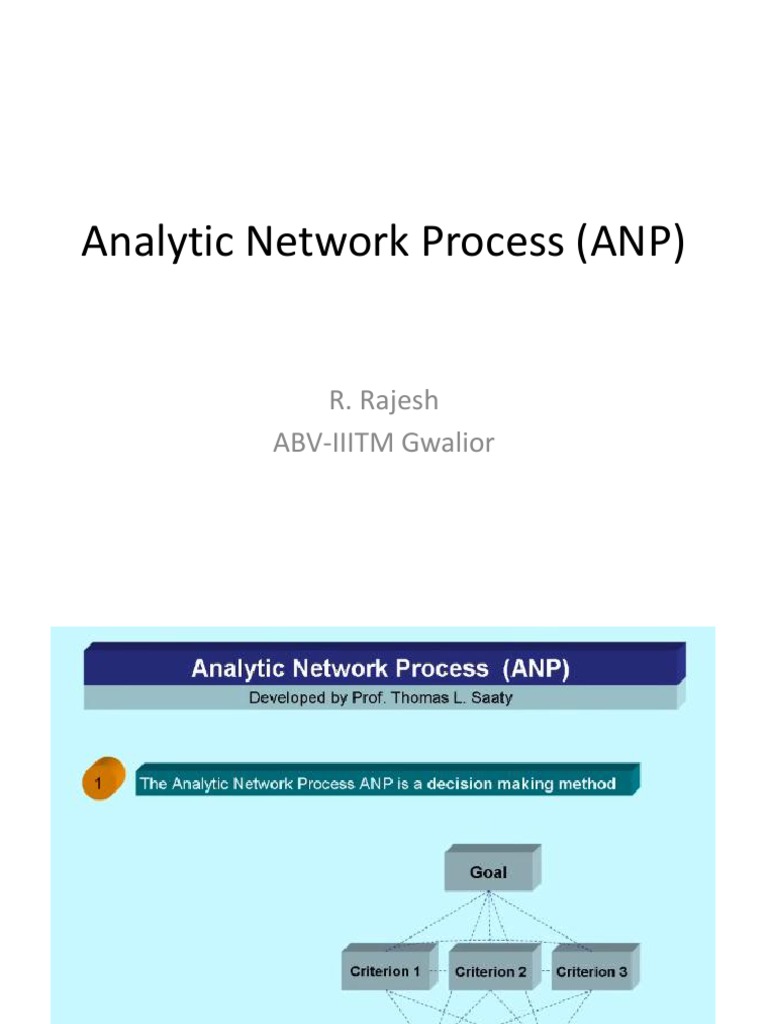 Analytic Network Process (ANP) : R. Rajesh ABV-IIITM Gwalior | PDF