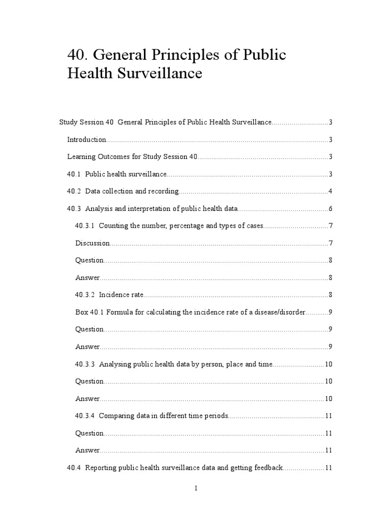 General Principles of Public Health Surveillance PDF Public Health