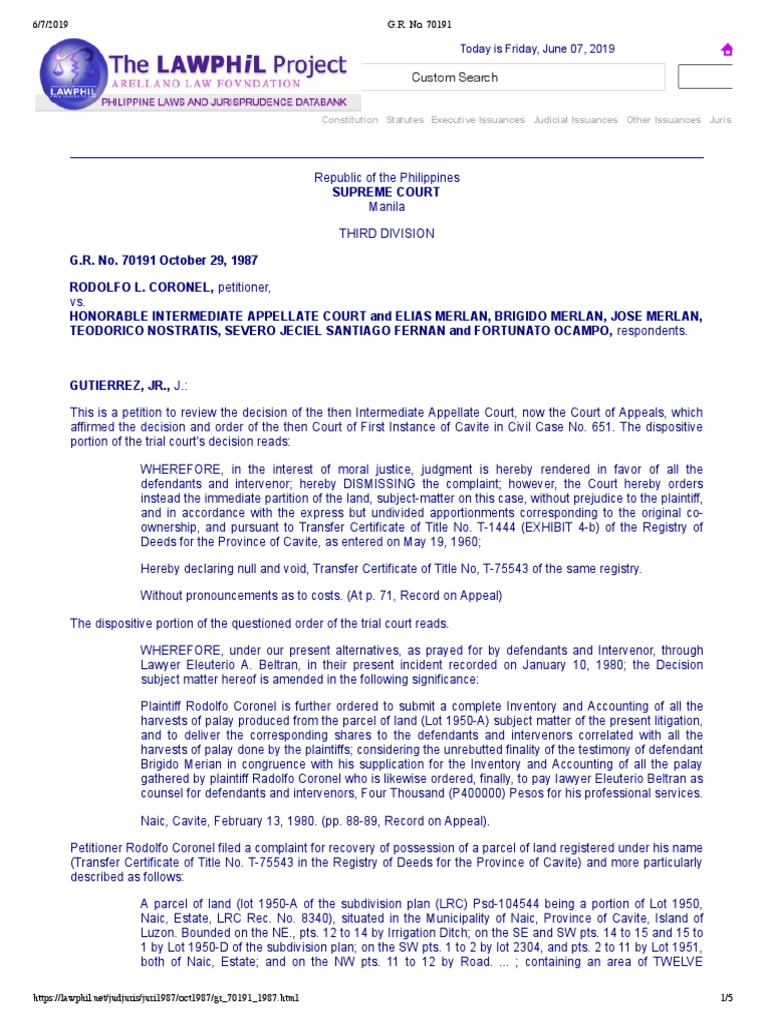 Coronel vs. CA PDF Laches (Equity) Judgment (Law)
