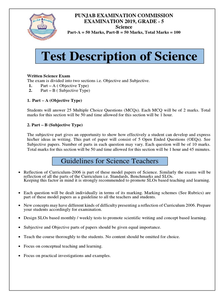 Test Description of Science: Guidelines For Science Teachers | PDF