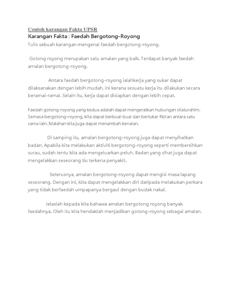 Contoh Karangan Fakta Upsr Pdf