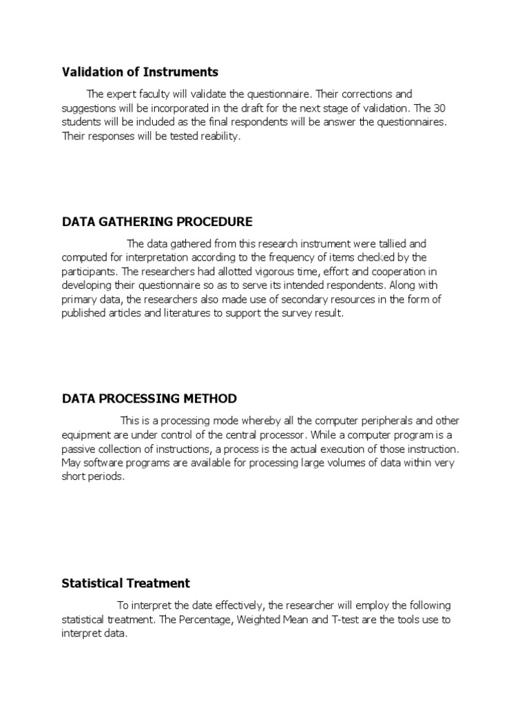 Validation of Instruments: The Expert Faculty Will Validate The ...