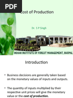 Cost of Production: Dr. S P Singh