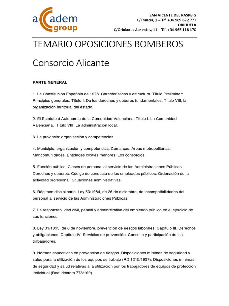 cobija veredicto evitar Temario Oposiciones Bomberos | PDF | Fuego fatuo | Bombero