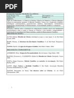 Ementa Filosofia Da Ciência