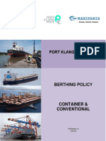 Berthing Policy: Port Klang Authority