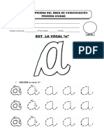 Soy La Vocal "A": Modelo de Prueba Del Área de Comunicación Primera Unidad
