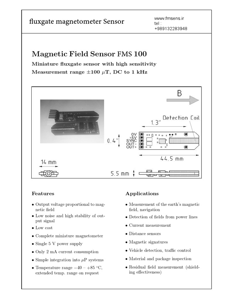 Fluxgate Sensor Data Sheet FMS 100 PDF