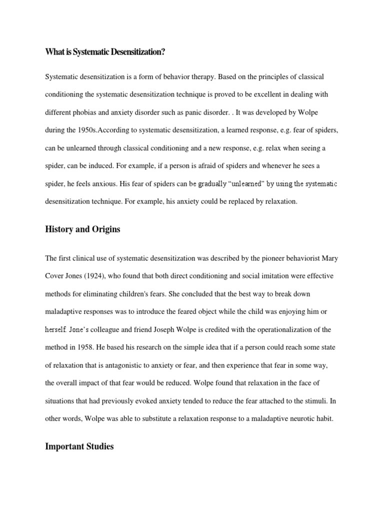 Understanding Systematic Desensitization | PDF | Phobia | Psychological ...